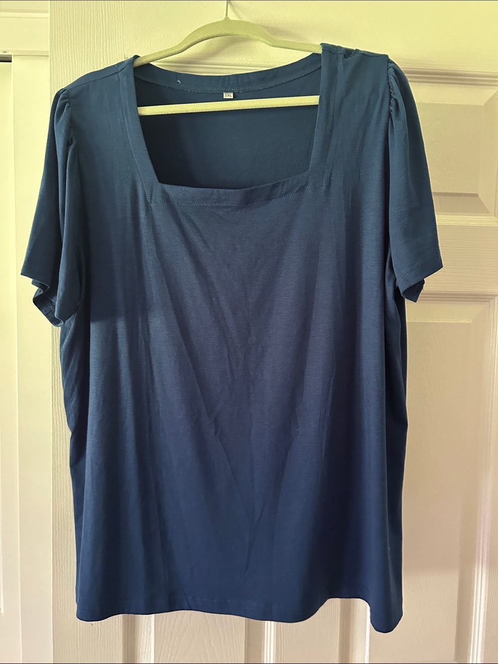 Amazon Women's Square-Neck Short Sleeve Top - Blue